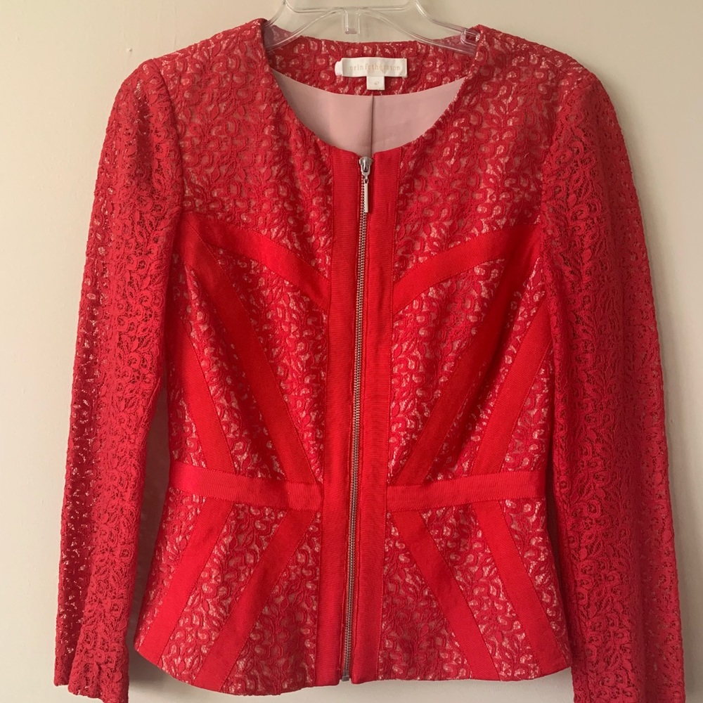 Erin Fetherston Red Lace Jacket